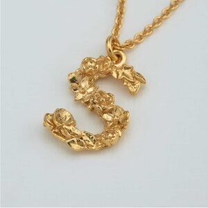 Alex Monroe Floral Initial S Gold Plate Necklace NIB